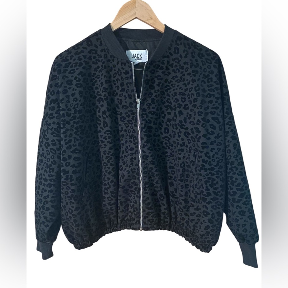 Jack by BB Dakota Bomber Jacket Wild Side Black Animal Print Lined Size Small